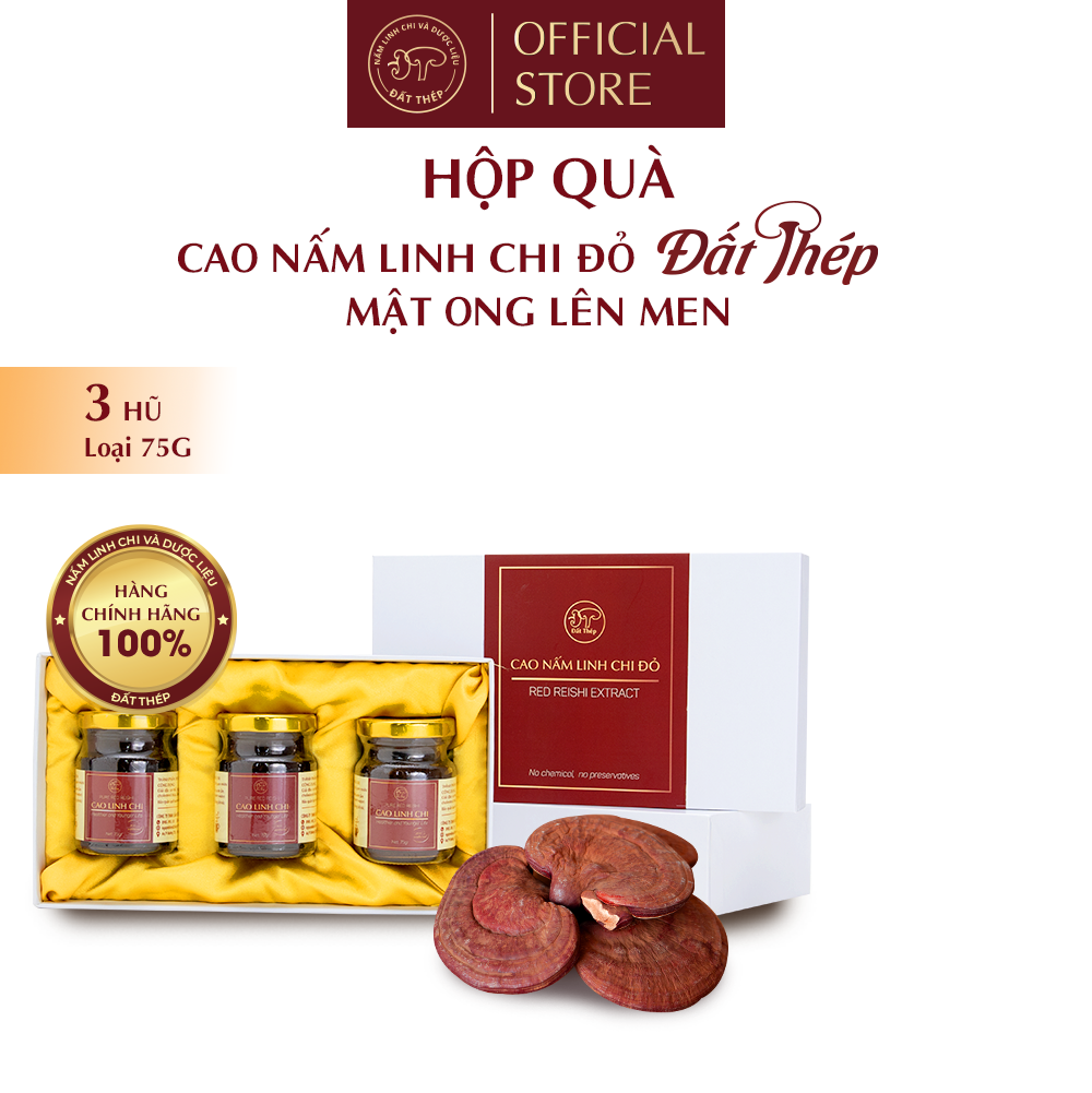 Cao linh chi mật ong lên men - Hộp 3 hũ (75gr/hũ) Cao linh chi mật ong lên men - Hộp 3 hũ (75gr/hũ)